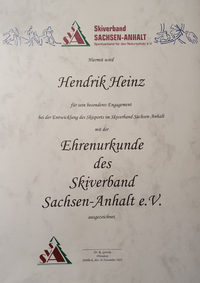 Auszeichnung des Skiverbandes Sachsen Anhalt